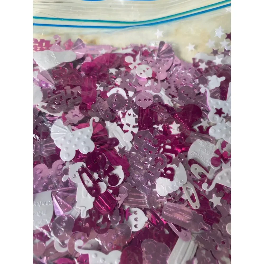 Baby Boy and Girl Shower Confetti: Blue and Pink Glitter, Cutouts Baby Shower